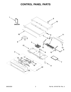 Control Panel Parts Diagram and Parts List for JJW2427IL01  Maytag Range