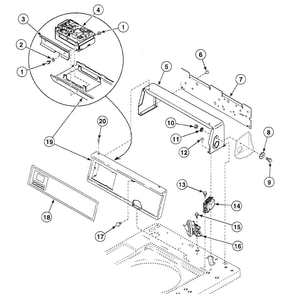 Control Panel Diagram and Parts List for SWTC20WN  Speed Queen Washer