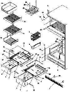 Cabinet Shelving Diagram and Parts List for TR25S5-P1196402WW  Amana Refrigerator