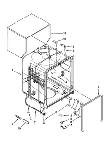 Tub And Frame Parts Diagram and Parts List for ADB1400PYB0  Amana Dishwasher