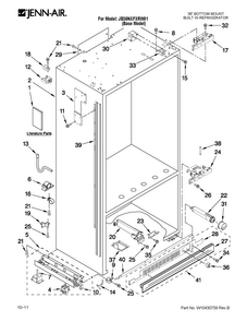 Cabinet Parts Diagram and Parts List for JB36NXFXRW01  Jenn-Air Refrigerator