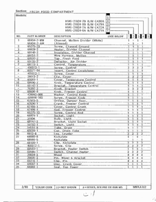 Fresh Food Compartment Page 2 Diagram and Parts List for 21824-0A  Admiral Refrigerator