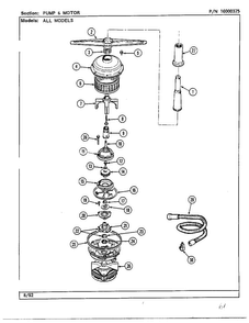 Pump And Motor Diagram and Parts List for DWU7300A  Maytag Dishwasher