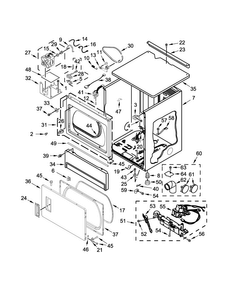 Upper Cabinet And Front Panel Parts Diagram and Parts List for MLG26PDBWW0  Maytag Dryer
