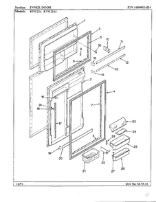 Inner Door Diagram and Parts List for 22752  Maytag Refrigerator
