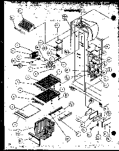 Freezer Shelving And Refrigerator Light Diagram and Parts List for SBD20MW-P1120201WW  Amana Refrigerator