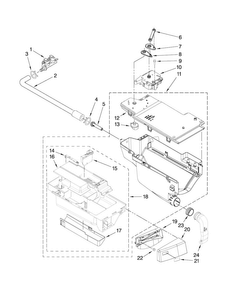 Dispenser Parts Diagram and Parts List for NFW7500VW00  Amana Washer
