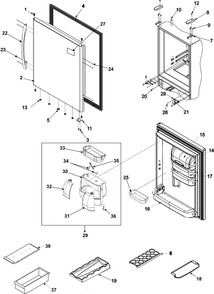 Refrigerator Door Diagram and Parts List for ABD2233DEW0  Amana Refrigerator