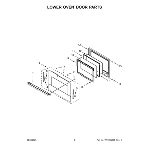 Lower Oven Door Parts Diagram and Parts List for JOEDC330RM00  Jenn-Air Wall Oven