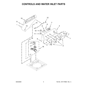 Controls And Water Inlet Parts Diagram and Parts List for MVW4005SW0  Maytag Washer