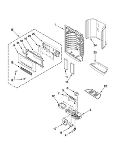Dispenser Front Parts Diagram and Parts List for MSD2559XEB01  Maytag Refrigerator