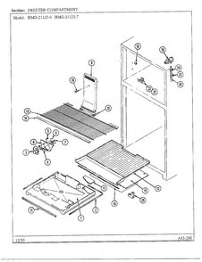 Freezer Compartment Diagram and Parts List for 21123-0  Admiral Refrigerator
