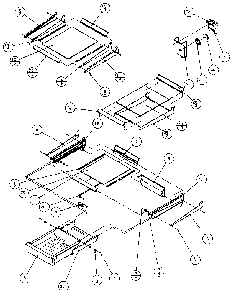 Cabinet Shelving Diagram and Parts List for TXI21R-P1168002W  Amana Refrigerator