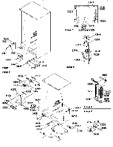 Rollers, Hinges, And Evaporator Assemblies Diagram and Parts List for SRD520TW-P1313101WW  Amana Refrigerator