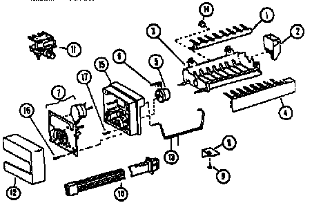 8 Cube Compact Ice Maker Diagram and Parts List for SXD25N-P1162419W  Amana Refrigerator