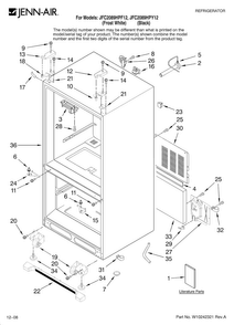 Cabinet Parts Diagram and Parts List for JFC2089HPF12  Jenn-Air Refrigerator