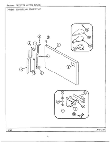 Freezer Outer Door Diagram and Parts List for HMG191560  Admiral Refrigerator
