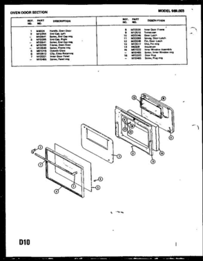 04 - Oven Door Section Diagram and Parts List for 969003  Litton Range