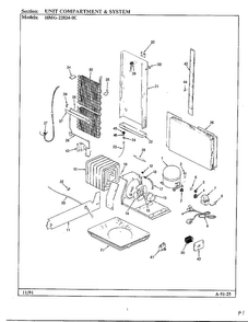 Unit Compartment And System Diagram and Parts List for 22824-0B  Admiral Refrigerator