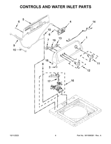 Controls And Water Inlet Parts Diagram and Parts List for ATW4519PW0  Admiral Washer