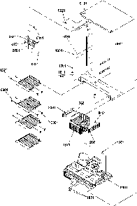 Freezer Shelves And Light Diagram and Parts List for SG521SBW-P1197002WW  Amana Refrigerator