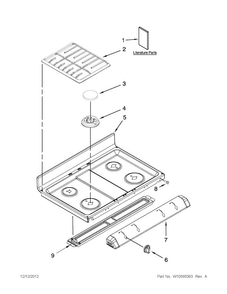 Cooktop Parts Diagram and Parts List for MGT8655XW03  Maytag Range