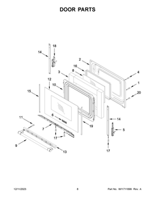 Door Parts Diagram and Parts List for YMER6600FB6  Maytag Range