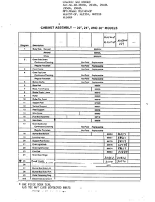 Cabinet Assy For 20", 24" And 30" Models Page 2 Diagram and Parts List for 2940A  Amana Range