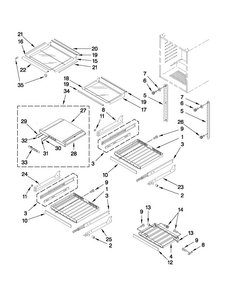 Shelf Parts Diagram and Parts List for JUB248RBCX02  Jenn-Air Wine and Beverage Cooler