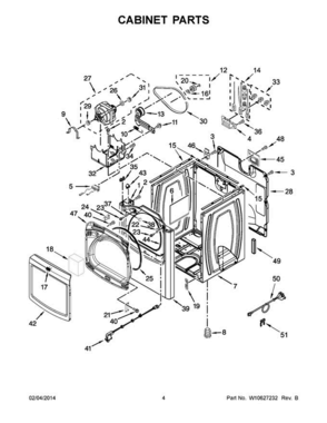 03 - Cabinet Parts Diagram and Parts List for YMEDB725BG0  Maytag Dryer