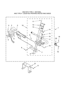 Burner Assembly Parts Diagram and Parts List for MGDB855DC3  Maytag Dryer