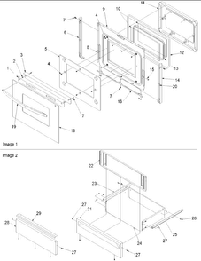 Oven Door And Storage Drawer Diagram and Parts List for ARDS802E-P1131948NE  Amana Range