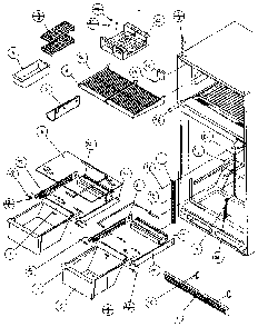 Cabinet Shelving Diagram and Parts List for TX19R-P1158502W  Amana Refrigerator