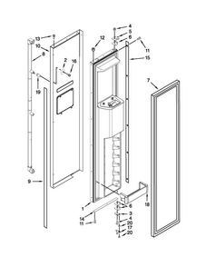 Freezer Door Parts Diagram and Parts List for JS48PPDUDB15  Jenn-Air Refrigerator