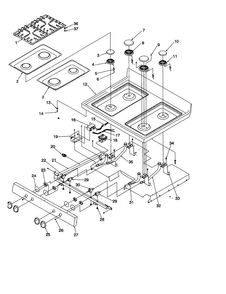 Main Top Diagram and Parts List for ARG7800E-P1143355NE  Amana Range