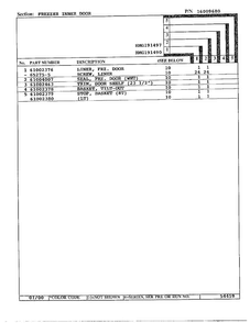 Freezer Inner Door Page 2 Diagram and Parts List for HMG191490  Admiral Refrigerator