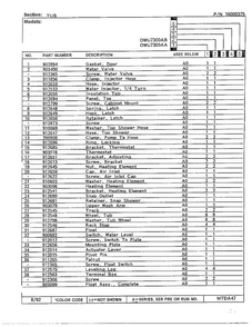 Tub Page 2 Diagram and Parts List for DWU7300A  Maytag Dishwasher