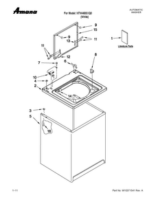Top And Cabinet Parts Diagram and Parts List for NTW4600XQ0  Amana Washer