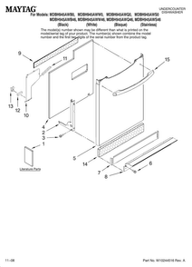 Door And Panel Parts Diagram and Parts List for MDBH945AWS0  Maytag Dishwasher