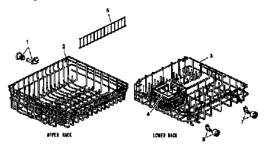 Upper/lower Racks Diagram and Parts List for CDU600C-P1188317W  Caloric Dishwasher