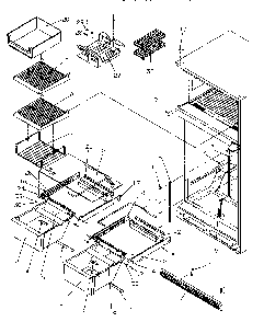 Cabinet Shelving Diagram and Parts List for TR522SW-P1182701WW  Amana Refrigerator