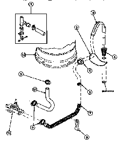 Drain Hose And Siphon Break Diagram and Parts List for LW8363W2 PLW8363W2B Amana Washer