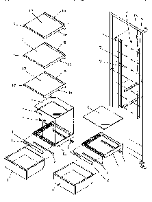 Refrigerator Shelving And Drawers Diagram and Parts List for SG521SBL-P1197001WL  Amana Refrigerator
