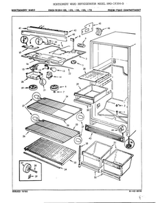 Fresh Food Compartment Diagram and Parts List for 19384B  Admiral Refrigerator
