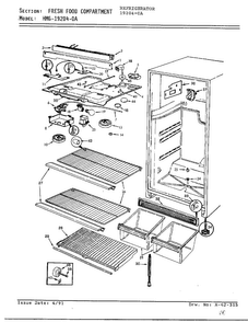 Fresh Food Compartment Diagram and Parts List for 19204-0A  Admiral Refrigerator
