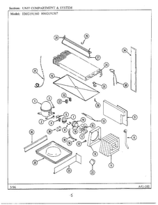 Unit Compartment/system Diagram and Parts List for HMG191560  Admiral Refrigerator
