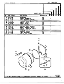 Tumbler Diagram and Parts List for 8741A71  Norge Dryer