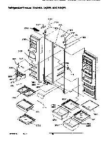 Refrigerator/freezer Shelves, Lights, And Hinges Diagram and Parts List for SRD526TW-P1310201WW  Amana Refrigerator