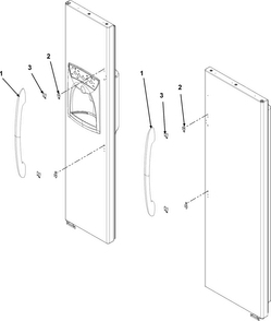 Handles And Trim Diagram and Parts List for ASD2620HRS  Amana Refrigerator