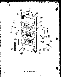 Door Assembly Diagram and Parts List for U23C P60345-73W Amana Freezer